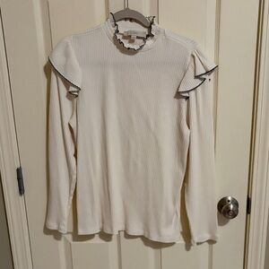 Ann Taylor LOFT Elegant White Ruffled Women's Top